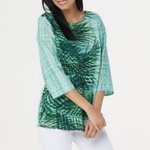 Bob Mackie Women’s Green South Sea Palm Woven Top